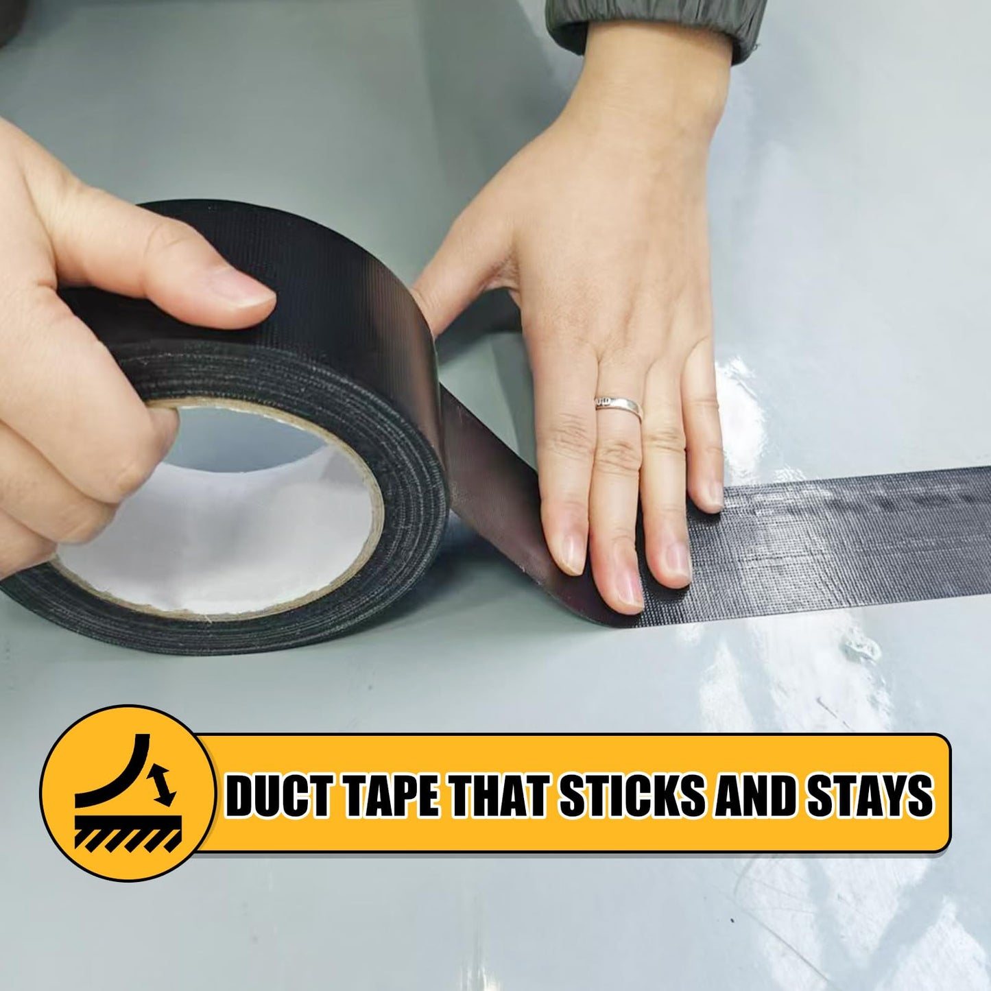 SMTAPESPRO Black Duct Tape Heavy Duty，3 Pack Heavy Duty Waterproof Black Tape,Strong Adhesive Duct Tape for Indoor Outdoor Repairs Tear by Hand, 60 Yards x 2 Inch Total