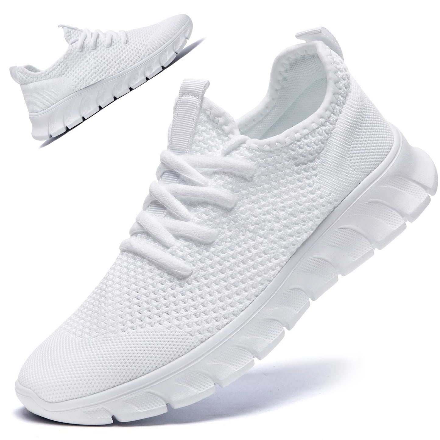 RJYWGS White Sneakers for Women Men Tennis Shoes Running Gym Sneaker Slip On Walking Lightweight Athletic Workout Fashion Sports Shoes White Size Women 6/ Men 5