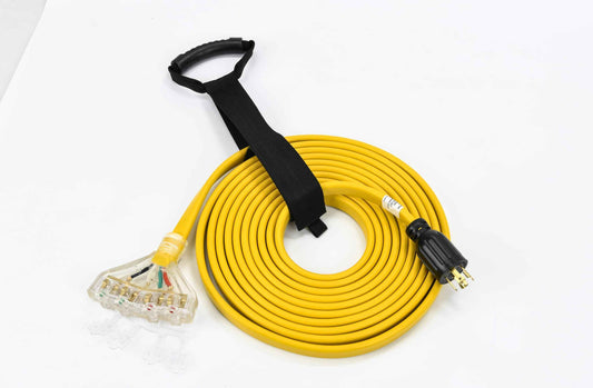 30FT Locking Plug L14-30P to 4X 5-20R/5-15R Generator Adapter Extension Cord, 4 Prong 30 Amp to 110V,Twist Locking to 15 Amp/20 Amp Household Outlet, 125/250V 7500 Watts (Flat Wire L14-30P 30FT)