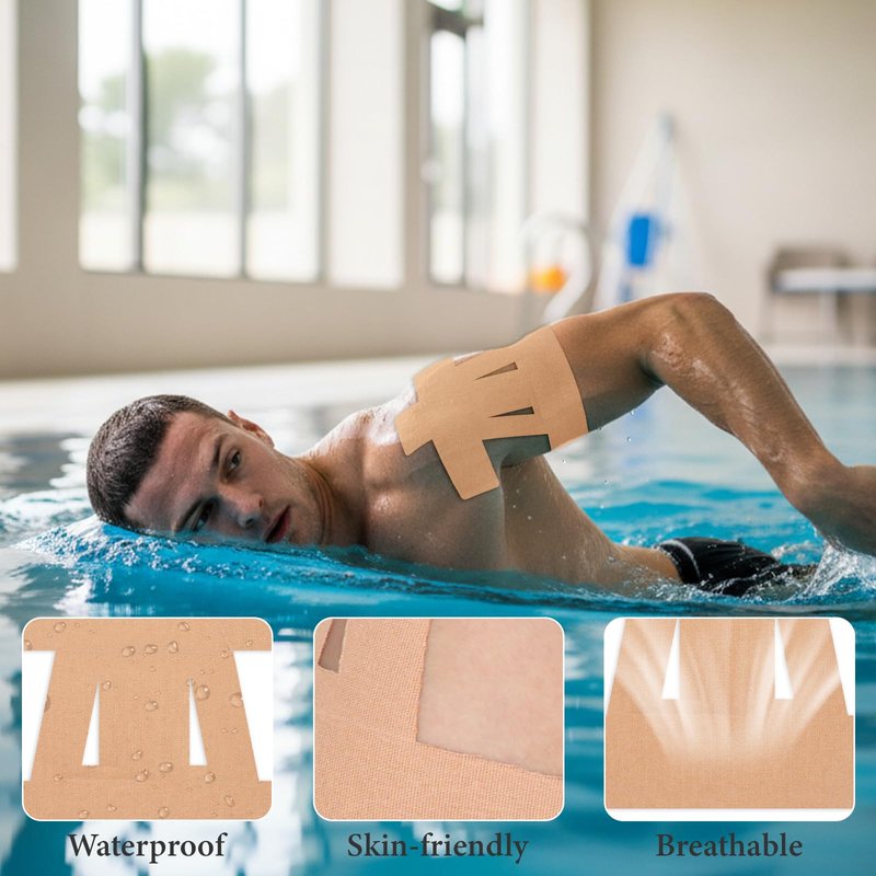 12 Pcs Precut Kinesiology Tape for Shoulder，Shoulder Tape for Shoulder Pain Relief Pre Cut，Support & Stability，Elastic，Waterproof, Breathable Athletic Tape(Brown)