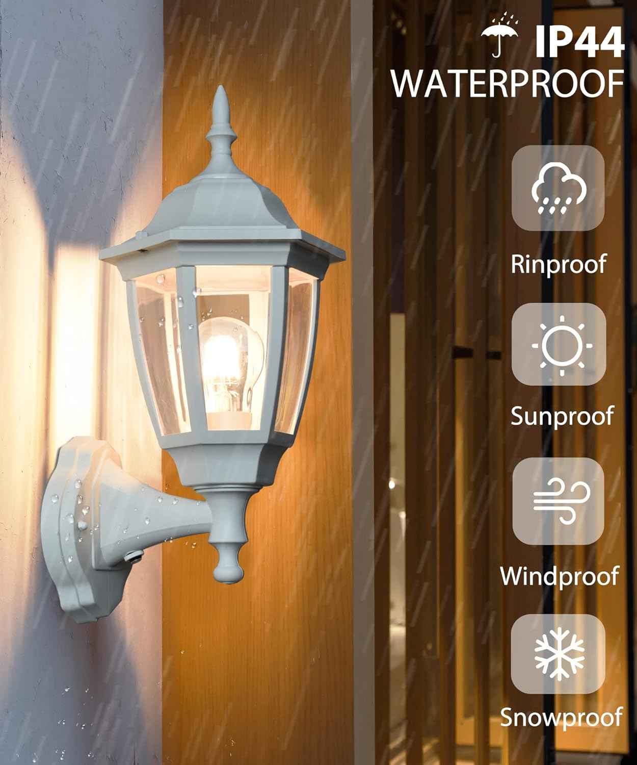 Outdoor Wall Light with Dusk to Dawn Sensor - 2-Pack LED Lanterns for Porch & Garage