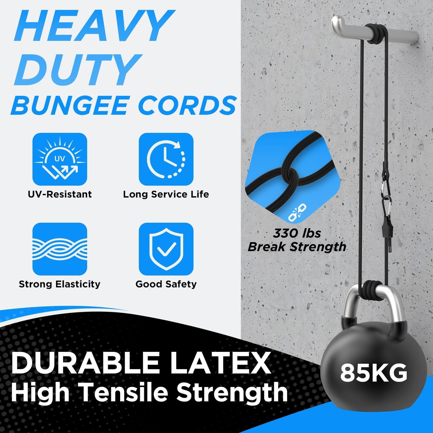 SDTC Tech 12 Inch Adjustable Bungee Cords with Carabiner Hooks, 4 Pack Heavy Duty Outdoor Super Elastic Bungee Straps Easily Adjust from 8" to 18" for Cargo, Bike, Luggage, Carts, Truck