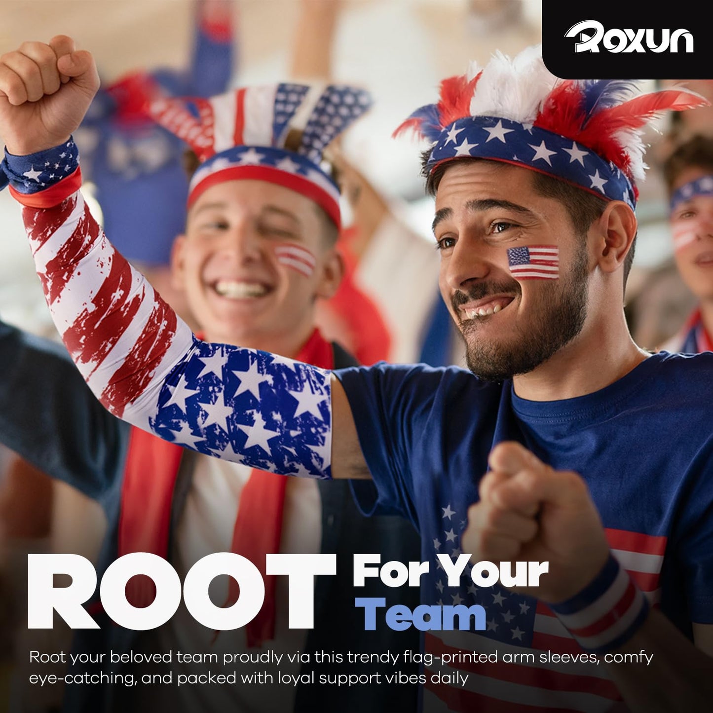 ROXUN 2 Pairs Flag Arm Sleeves Cooling UV Protection for Men Women Soccer Football Sports Mexico Flag-1