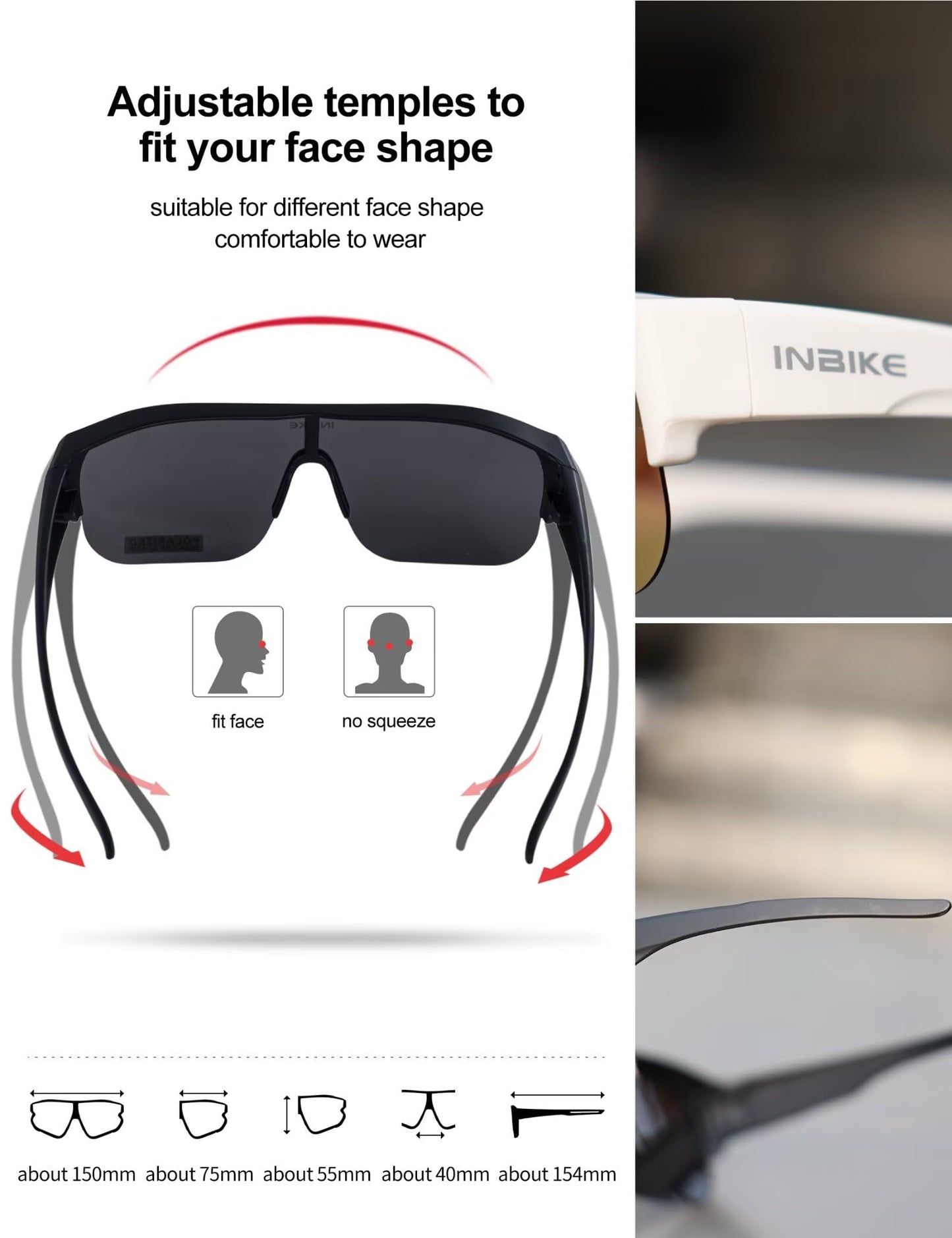 INBIKE Polarized Fit Over Glasses Sunglasses UV400 Protection for Men Women Cycling Driving