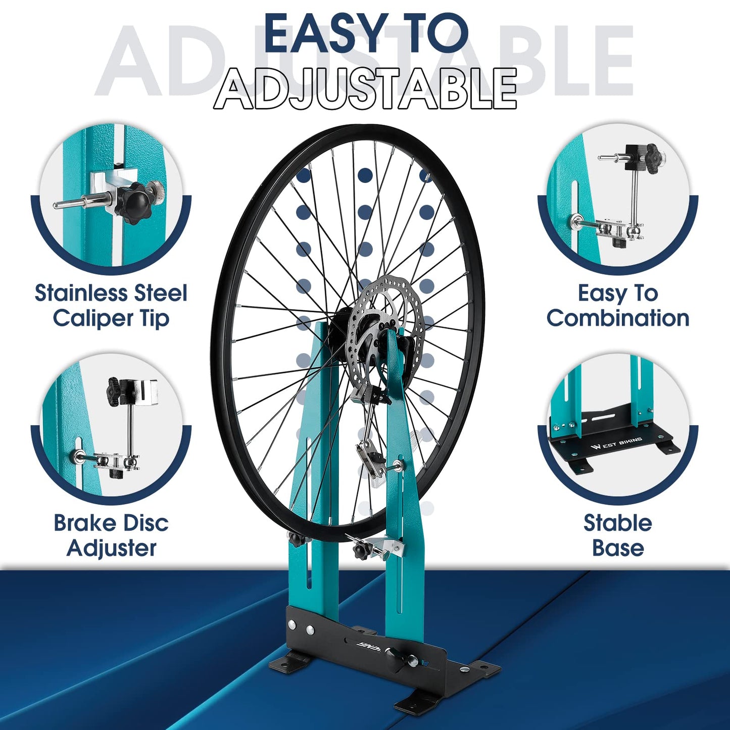 XIWUEI Wheel Truing Stand - Professional Bicycle Wheel Maintenance with Spoke Wrench, Removable Multi-function Bicycle Wheel Alignment Repair Tool ,Great Tool for Rim Truing For MTB Road