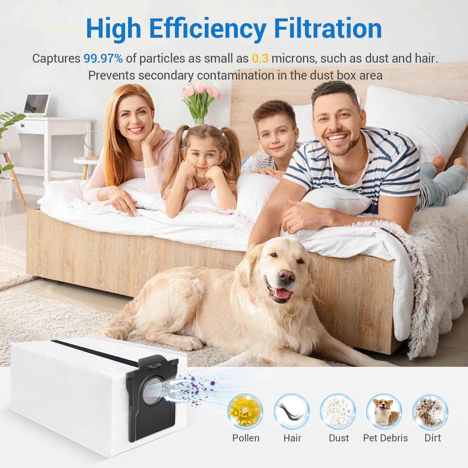 Bluearks 5Pcs for Dreame Robotic Vacuums Automatic Bag Cleaning Base, Reusable 3.2 Liter Capacity, Zipper Closure Cleans Dustbags,Compatible With Dreame Model,L10s Ultra/L20/X30/X40/X50