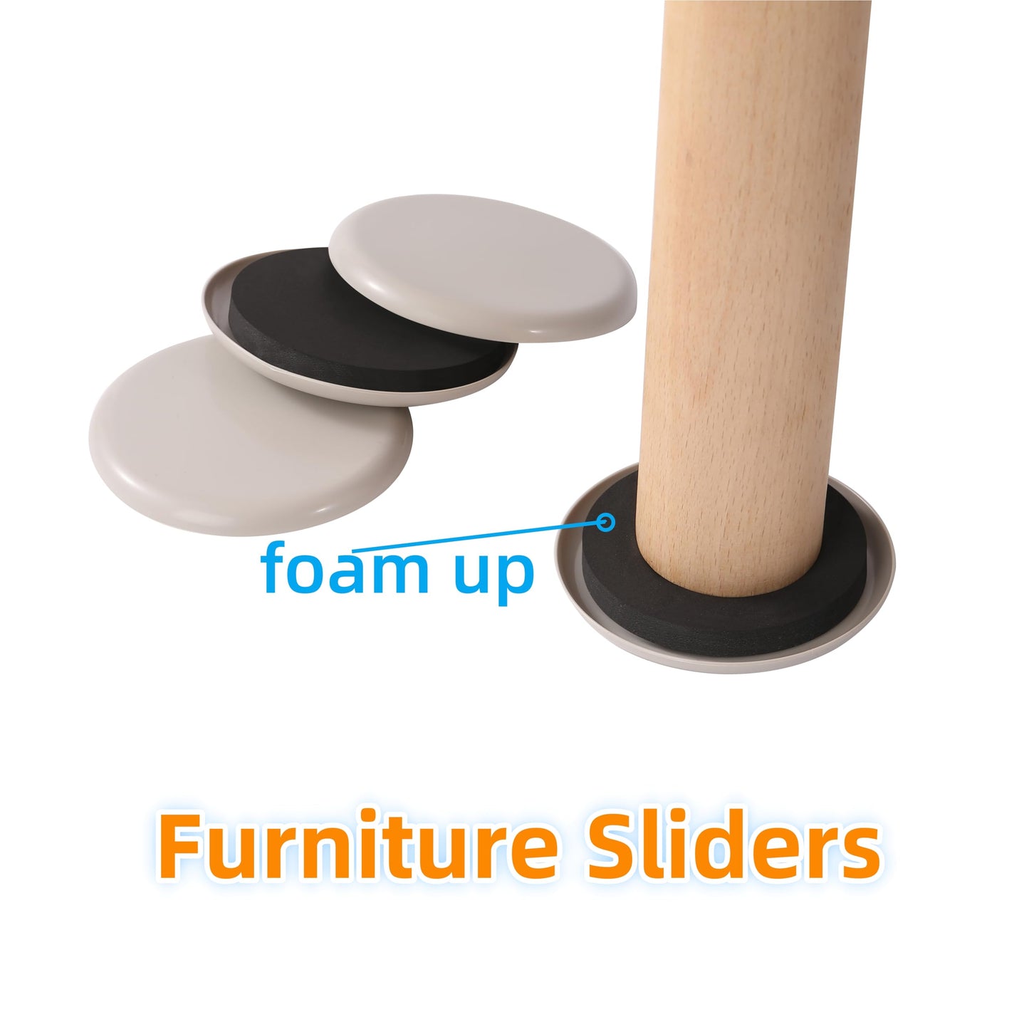 Furniture Sliders for Carpet - Furnigear 8 PCS 5" Furniture Sliders, Heavy-Duty Furniture Gliders Movers for Hardwood Floors, Plastic Moving Pads for Heavy Furniture, Floor Protectors for Carpet