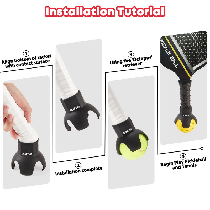 MLP-2 PCS Pickleball and Tennis Ball Retriever like Octopus,Unique 4 Touch Design Picker Upper,Fits Any Rackets Paddles-Perfect Accessories Collector Gift-Portable & Lightweight &Durable&Versatility