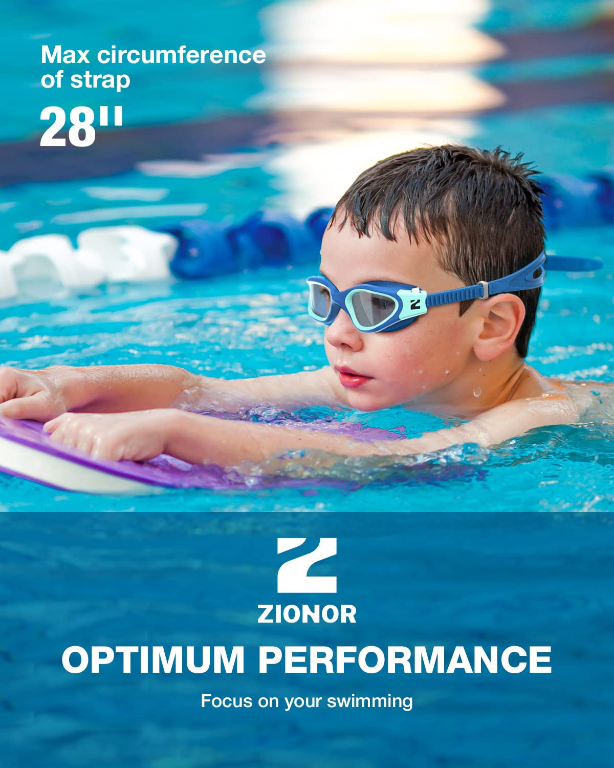 ZIONOR Kids Swim Goggles, G1MINI SE Ages 6-14 No Leak Anti-Fog