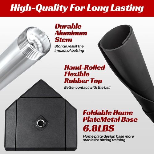 JASCOPRO Baseball & Softball Batting Tee - Height Adjustable 24-46 Inches, Portable Design