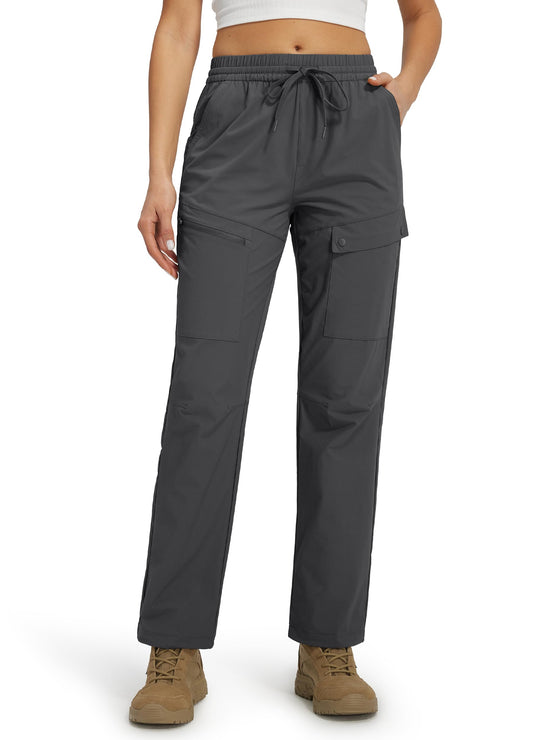 Libin Women's Hiking Pants 27" Cargo Pants with 5 Pockets, Dark Grey L