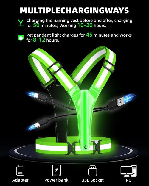 LED Reflective Vest by [Brand Name] - High Visibility Safety Gear for Running, Dog Walking & Cycling | Adjustable for Men, Women & Kids