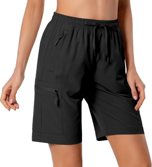 Hugut Women's Lightweight Hiking Cargo Shorts - Quick Dry, Water Resistant with Zipper Pockets | Ideal for Camping & Travel