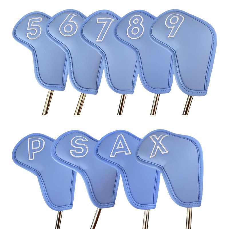 Golf Iron Club Head Covers Headcovers Set - 9pcs Golf Club Covers for Irons #5 6 7 8 9 PW SW AW XW Iron Headcovers fits for Mizuno JPX MPX and Other Brands (Blue)
