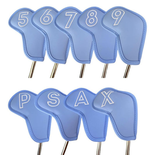 Golf Iron Club Head Covers Headcovers Set - 9pcs Golf Club Covers for Irons #5 6 7 8 9 PW SW AW XW Iron Headcovers fits for Mizuno JPX MPX and Other Brands (Blue)