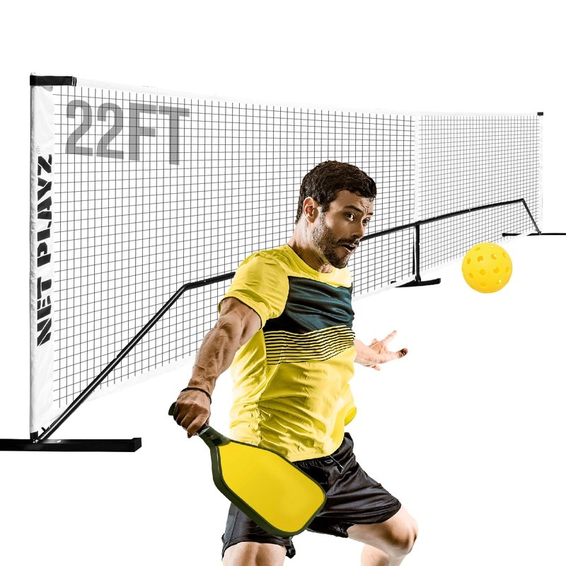Pickleball Net, Portable Easy Setup 22ft Regulation Size for Outdoor Backyard Home Driveway | Steady Metal Frame Strong PE Net