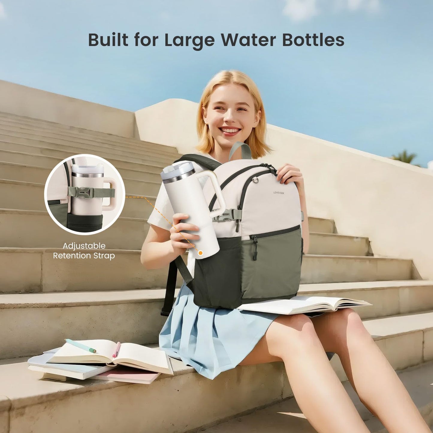 LOVEVOOK Everyday Backpack for Women, Chic Versatile Backpack with Water Bottle Pocket, Lightweight Waterproof Casual Daypack for City Work Commute, College, Travel & Gifts, Black