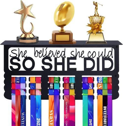 Biggun Medal Display Shelf - Easy Install Trophy Holder for Running & Wrestling Medals | Sturdy Metal Design