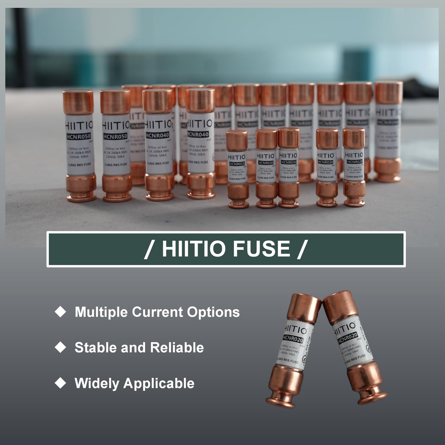 HIITIO 250Vac/150Vdc 20A Time Delay Fuse, RK5 Cartridge Fuse, Class R, Fusetron Dual Element Time-Delay Current Limiting Class UL Listed (Pack of 2)