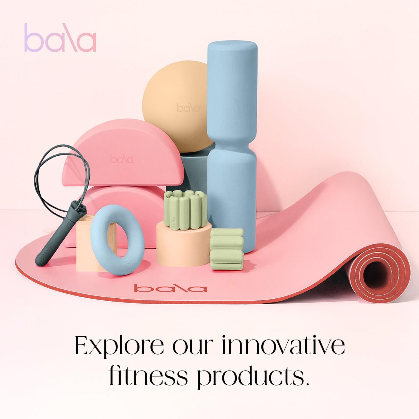 Bala Power Ball, Weighted Toning Exercise Ball for Pilates, Yoga, Home Fitness & More - Workout Ball for Strength & Core Training, Aerobics & Working Out to Improve Balance & Sculpt - 2lb, Blush