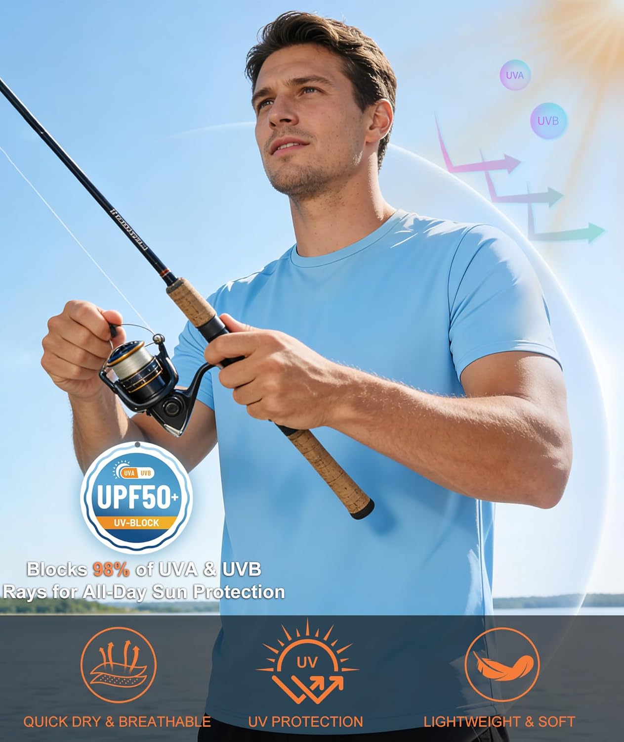 ZITY 7-Pack Men's UPF 50+ Rashguard T-Shirts - Fast-Dry Athletic Workout & Swim Tees