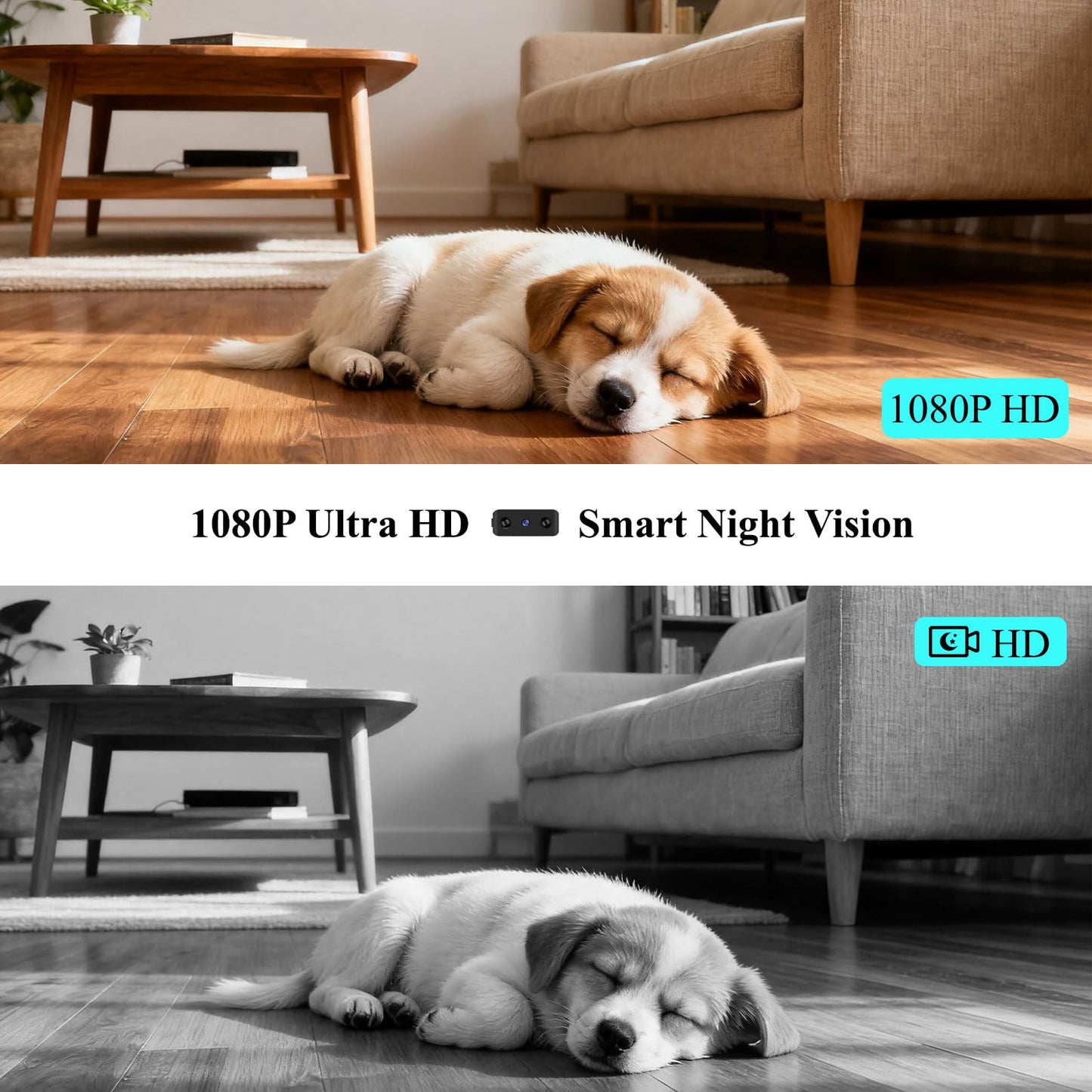 Mini Home WiFi Camera Wireless Security Camera Body Indoor Outdoor Cameras, Small Cam Home 1080P Ultra HD WiFi & SD Cameras, Remote Viewing for Security with APP, Night Vision, Motion Detection