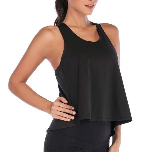 DREAM SLIM Tie Back Workout Tank for Women Loose Fit Cross Back Strappy Yoga Running Shirts Open Back Athletic Tanks (Black,L)
