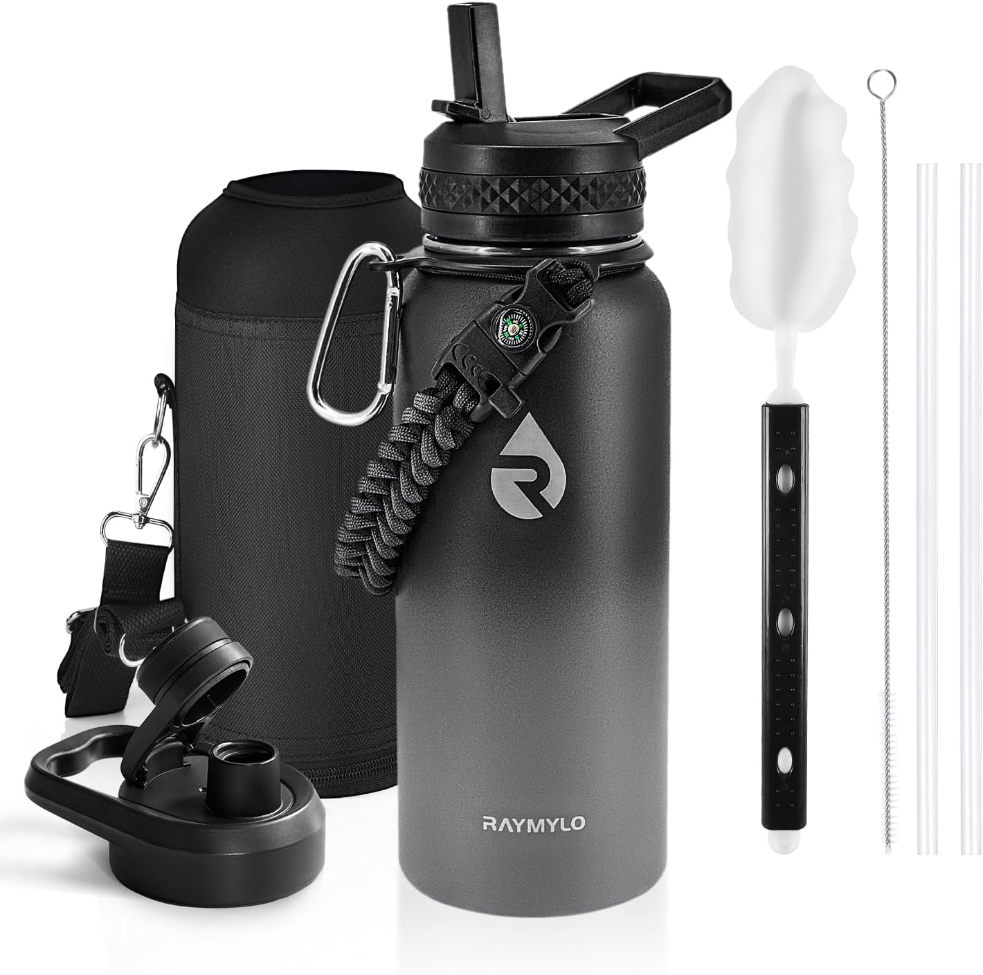 Skiennix Insulated Water Bottle - 32 Oz Triple Wall Vacuum Stainless Steel | Keeps Drinks Cold for 48 Hrs, Leak Proof, Dark Grey