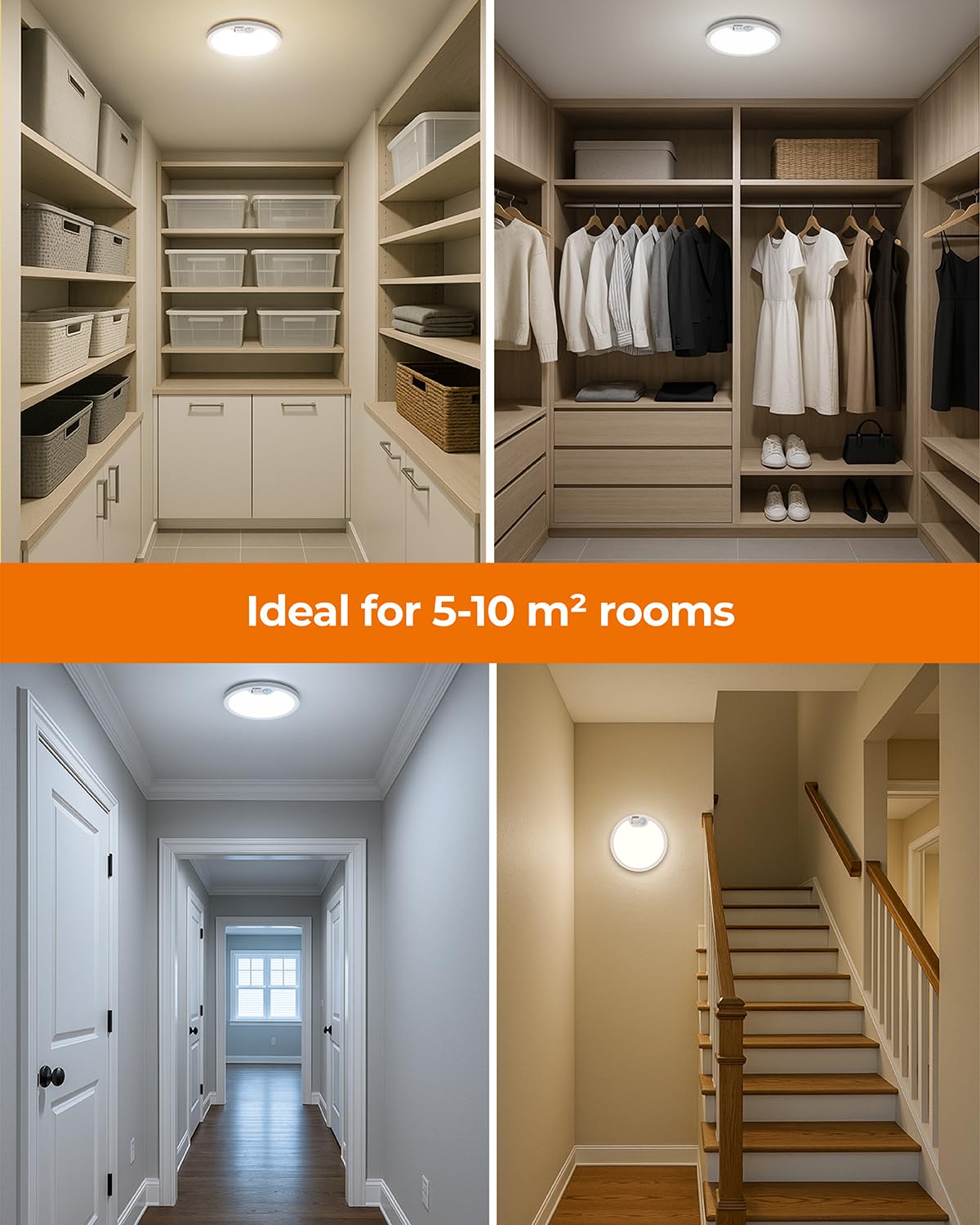 BLNAN Rechargeable Motion Sensor Ceiling Light with Remote, Dimmable Closet Light, LED Shower Lights, Waterproof Battery Operated Ceiling Light for Closet Shower Stairs Shed Hallway Porch