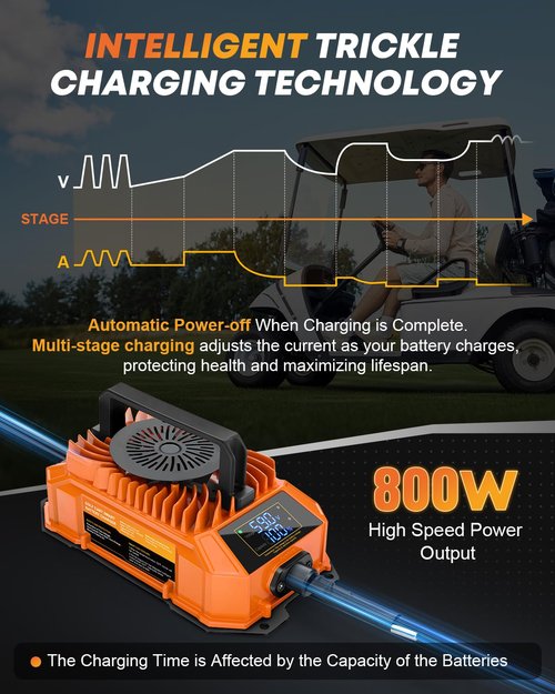 Kohree Golf Cart Charger 36 Volt 18 Amp for EZGO TXT Lead Acid Battery with LED Real-time Progress Display 2-Pin D Style Plug