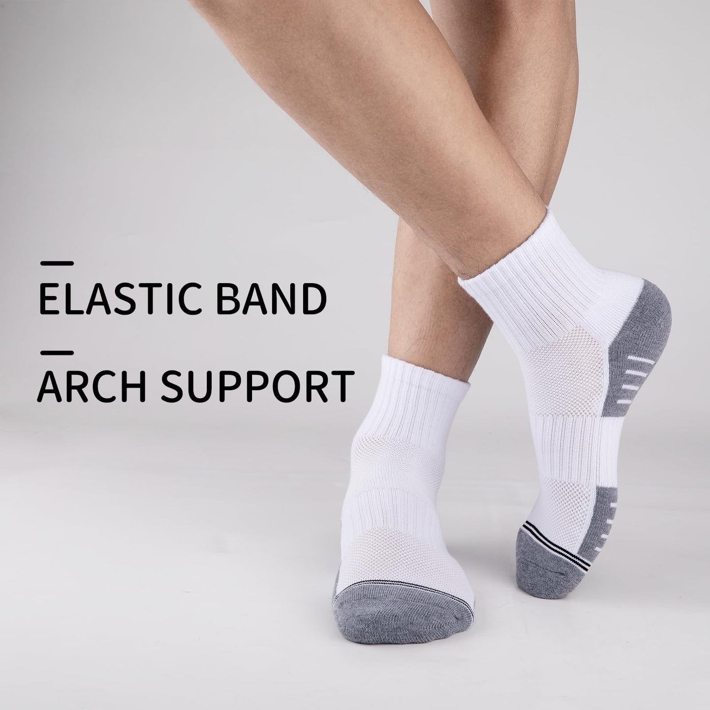 COOVAN Mens Athletic Ankle Socks 8 Pairs Cushioned Quarter Mini Crew Calf Running Half Crew Sock for Men