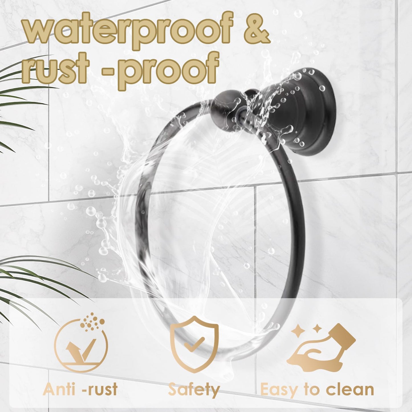 Towel Ring Oil Rubbed Bronze, 6.3-inch Diameter, Durable Stainless Steel Hand Towel Holder for Bathroom and Kitchen, Wall-Mounted Towel Rack, Elegant and Functional Design