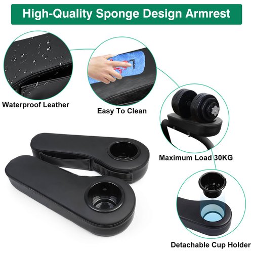 LEAPGOMAX No Drilling Golf Cart Armrest with Cup Holder Phone Bag and Golf Tees Holder for Yamaha EZGO Club Car ICON i40 i40L i40FL i40F i60 i60L i60F i80/Advanced EV Golf Carts Black
