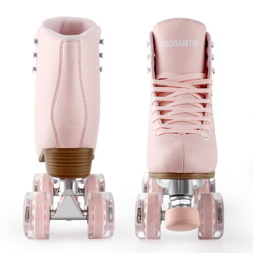 Tuosamtin Roller Skates for Women Girls with Height Adjustable Rubber Stoppers Cute Retro Quad Roller Skates for Outdoor and Indoor