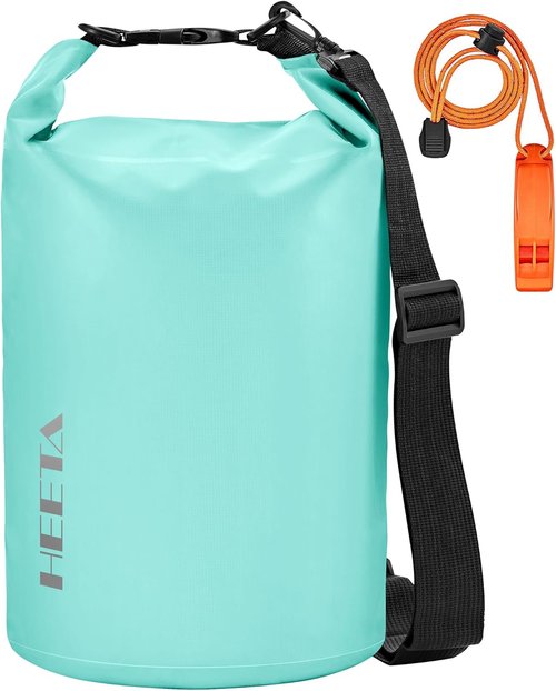 HEETA Waterproof Dry Bag - Lightweight Roll Top Storage Backpack with Emergency Whistle | 5L/10L/20L/30L/40L Options for Travel, Kayaking, Camping, Beach Essentials