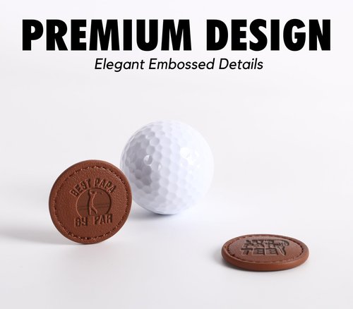 CybGene Papa Gifts Golf Ball Markers (Tan, Set of 2), Papa Leather Golf Markers Golf Accessories, Birthday, Christmas