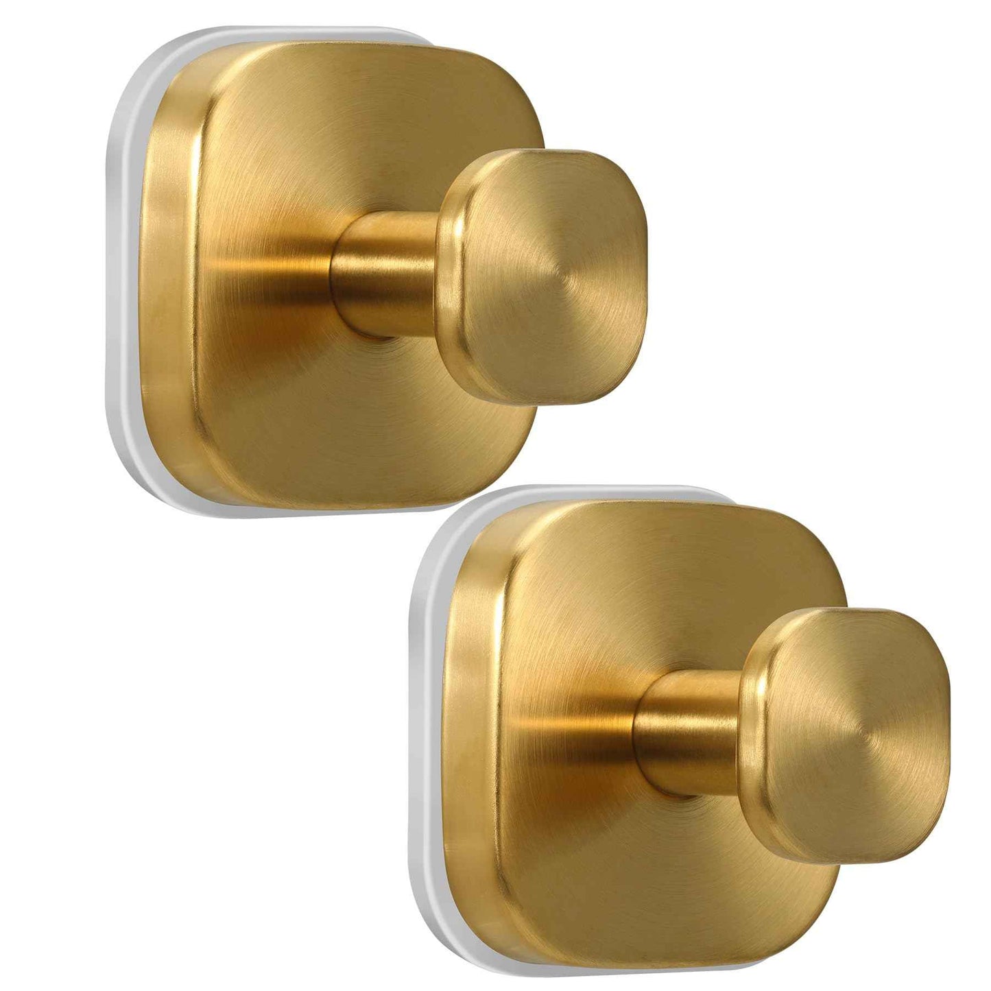 warlve Suction Cup Hooks for Shower - Reusable No-Drill Mounting - Hooks for Towels, Robes & Loofah on Metal, Glass, Mirrors, Tile & Smooth Non-Porous Surfaces (2, Brushed Gold)