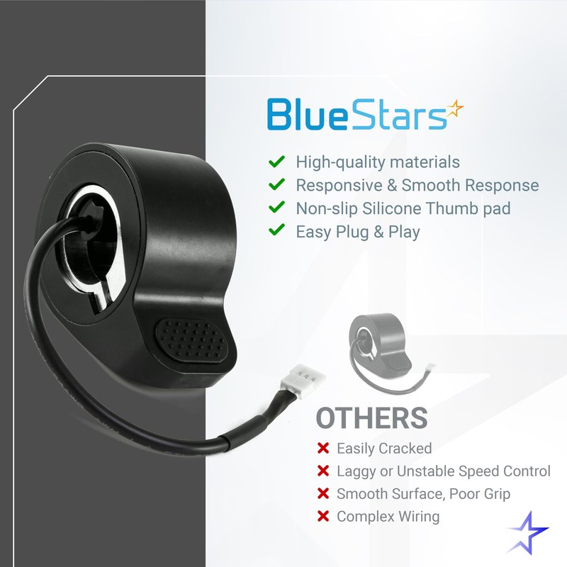 BlueStars Electric Scooter Thumb Throttle Compatible with Gotrax GXL V2/ Apex/Apex Pro/Apex XL/XR Elite - Electric Scooter Throttle Replacement (Female Plug)