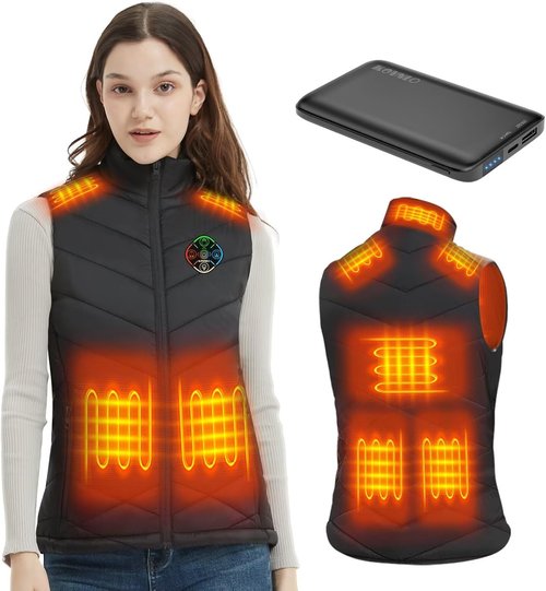 KOVNLO Heated Vest for Women - Smart Button Design with Battery Pack Included | Electric Heated Jacket