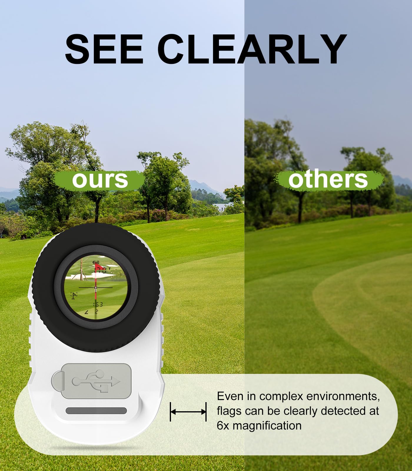 Flagfront Golf Range Finder with Magnetic, 1100 Yards, 6X Magnification