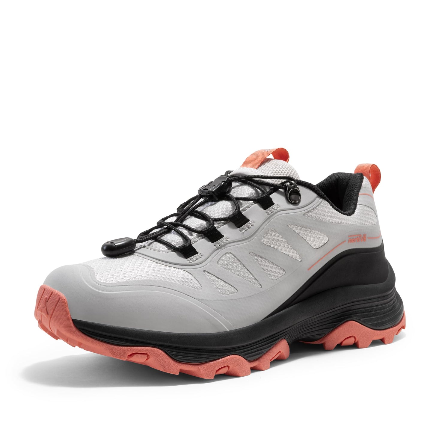 NORTIV 8 Women's Waterproof Hiking Shoes Quick Laces Outdoors Walking Trekking Camping Tennis Sneakers Canyon,Size 7.5,Grey Pink,SNHS241W