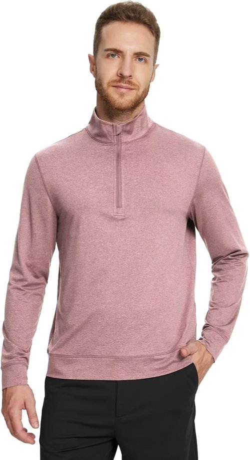 M MAELREG Quarter Zip Pullover - Men's Moisture-Wicking Performance Golf Sweatshirt in Heather