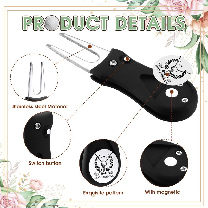 Seenelling 6 Sets Groomsmen Golf Proposal Gifts Box, Include Groomsman Divot Tool with Groomsman Golf Ball Marker, Thank You Card and Groomsmen Boxes for Wedding Groomsman Best Men Gifts Proposal Gift
