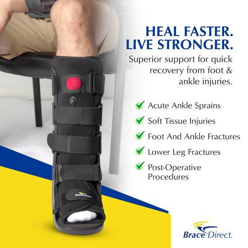 Brace Direct Tall Air CAM Walker Fracture Boot Walking Boot for Ankle Injuries, Foot Fractures & Post-Surgery (Medium - US Shoe Men 7.5-10.5 / Women 8.5-11.5)
