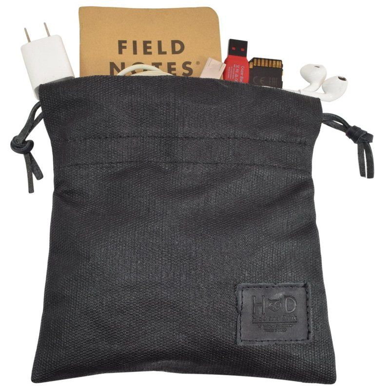 Hide & Drink, Golf Valuables Field Pouch Handmade from Waxed Canvas (Charcoal Black)