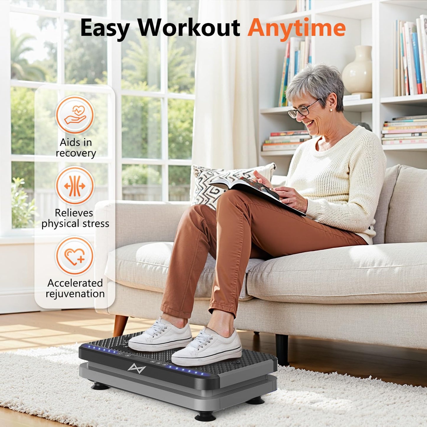 AXV Vibration Plate Fitness Platform Exercise Machine Vibrating Shaking Full Body Shaker Workout Vibrate Stand Shake Board Sport for Weight Loss Fat Burner for Gym Home Office