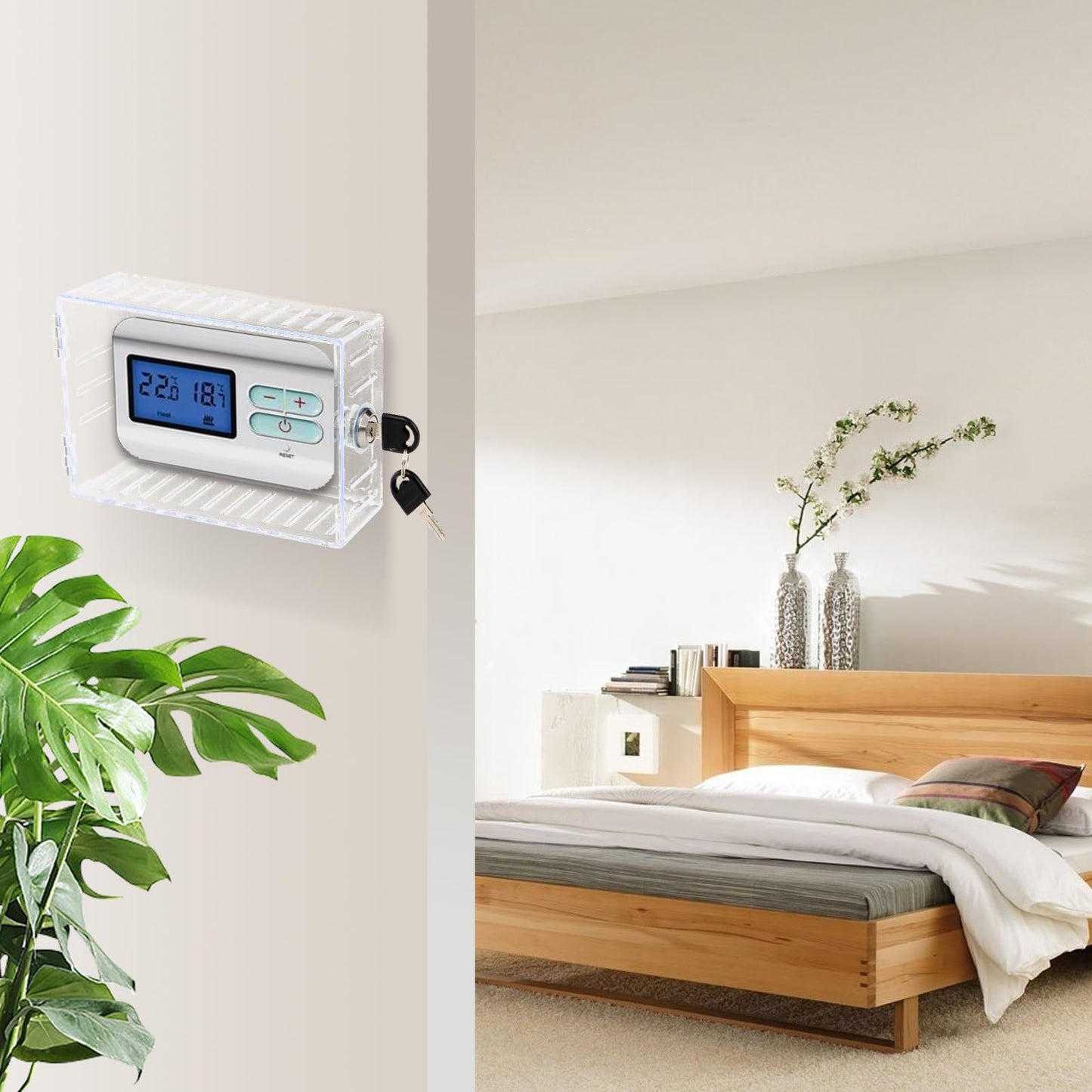 Lxmxgk Universal Thermostat Lock Box with Key, Large Thermostat Lock Box Cover with Key, Clear Large Thermostat Cover for Thermostat on Wall, A/C Lock Box Cover with Key Fits Thermostats