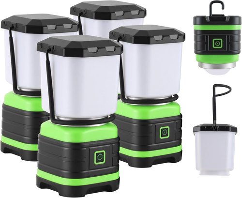 Lichamp LED Camping Lantern - Portable Battery-Powered Lights for Emergencies | 4 Pack