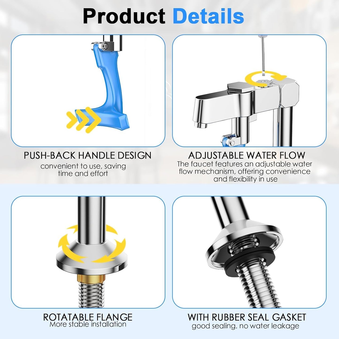 TYRRDE Glass Filler Faucet, 9-Inch Stainless Steel Push-Back Glass Filler Faucet Deck Mount Pedestal Water Station, Drinking Water Filling Tap for Bar Hotel Restaurant Cafes