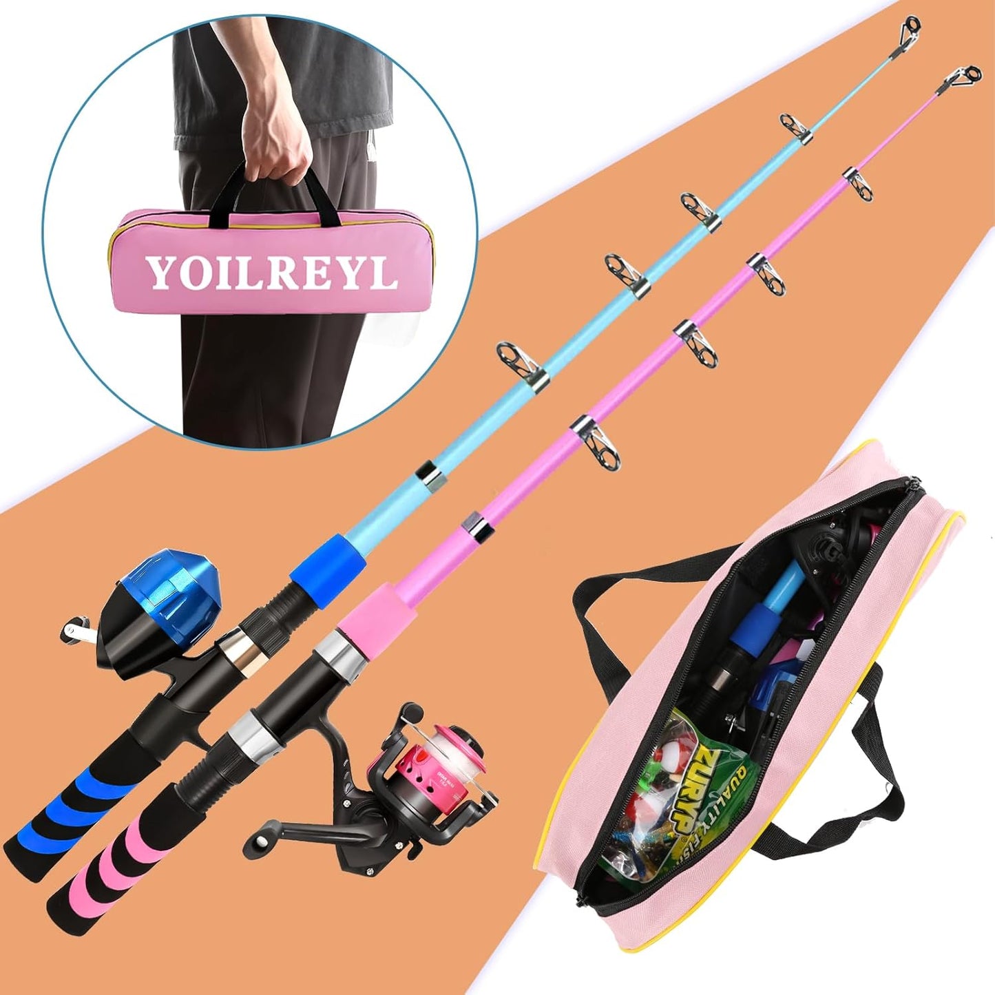Skiennix Collapsible Telescopic Fishing Rod & Reel Combo - Compact Beginner Kit for Youth & Boys